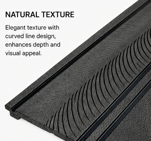 Modern Black Textured PS Wall Panel With Wave Pattern factory